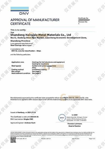 Çin Shandong Hairuida Metal Materials Co., Ltd Sertifikalar